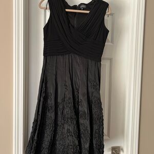 Adrianna Papell Black Textured Midi Dress